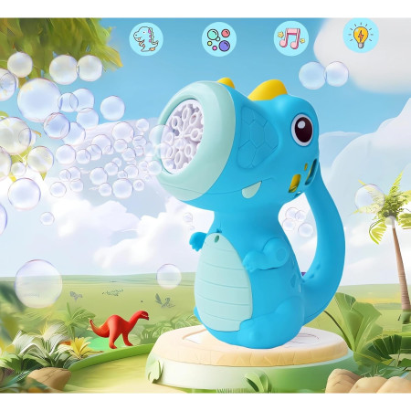 Jucarie Interactiva pentru Baloane de Sapun, Cyrax, Sunete si Lumini, Model Dinozaur, cu 8 Orificii, 17.1 x 10.4 x 21.5 cm, Albastru