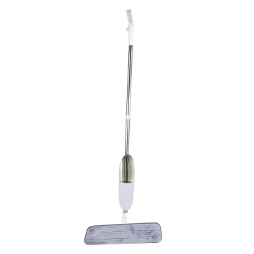 Mop plat,  cu pulverizator, pentru uz casnic, plastic, rezerva de mop din microfibra, 125x40 cm, Alb/Mov