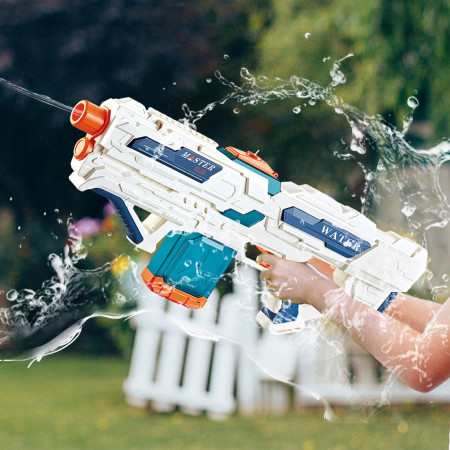 Pistol cu Apa pentru Copii 14+ ani, Cyrax, Rezervor 600ml, cu baterie 1200mAh, Electric Burst, Alb/Albastru