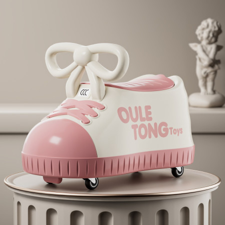 Masina pentru Copii, Cyrax, Model Pantof, 4 Roti, 1-6 ani, Cutie de Depozitare, din ABS, 48 x 27 x 34 cm, Roz