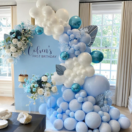 Set 10 Baloane din Latex, Cyrax, Model Party, 13 cm, 1 g, Bleu