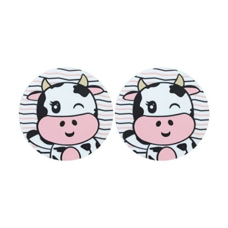 Suport pentru Pahar, Cyrax, Model Vacuta, din PVC, 10 cm, Rezistent la Caldura, Alb/Negru