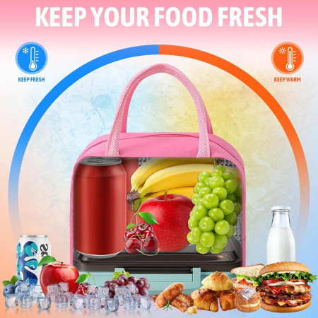 Geantă Frigorifică, Cyrax, cu Desene Animate 3D, Portabilă pentru Copii, de Prânz, din Pânză Oxford, 23x13x19 cm, Model Iepuras, Roz