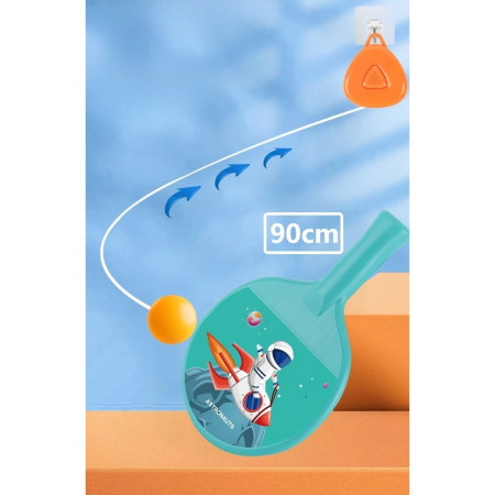 Set Palete pentru Tenis de Masa, Cyrax, pentru Copii, Accesoriu de Agatat Inclus, 2 Mingi, Design Animat, Albastru