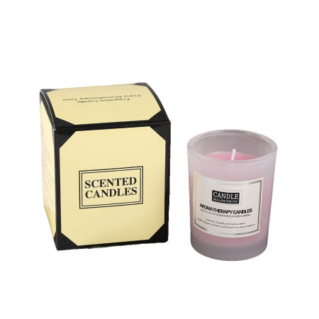 Lumanare Parfumata,  Model Borcan Translucid, 6.2 x 5.2 cm, Aroma de Trandafir, Roz