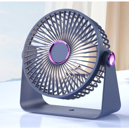 Ventilator 2in1,  de Masa/de Perete, Incarcare USB, 3.7 V, 4.5 W, 1200 mAh, 17.5 x 17 x 7.6 cm, Albastru Fumuriu