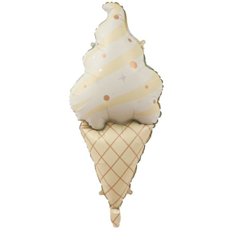 Balon din Folie Metalizata, Cyrax, Figurina Animata, Model Inghetata, 95 x 42 cm, Ambalaj Individual, Pai Inclus, Umflare cu Aer sau Heliu, Maro