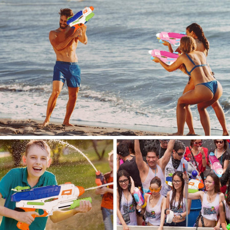 Set 2x Pistol cu Apa pentru Copii, Rezervor, Pentru Piscina/Plaja, Cyrax, 6ani+, Roz + Albastru, 600 ML