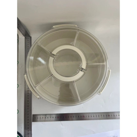 Cutie de Depozitare pentru Alimente, Cyrax, cu 6 Compartimente, pentru Condimente, Fructe, Legume, cu Manere de Prindere, Rotativa 360 de Grade, Inchidere Ermetica, 32x8 cm, Alba