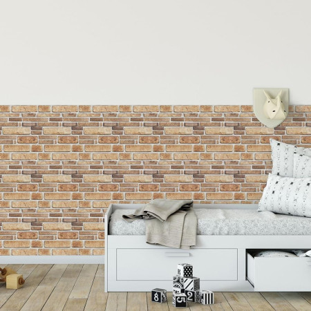 Set 10 Placi Tapet 3D,  30 x 30 cm, din PVC, Tip Piatra, Suprafata acoperita 0.9 mp, Autoadeziv, Bej