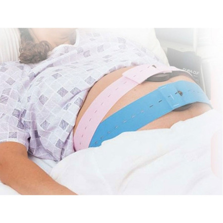 Set 2 Centuri de Monitorizare a Ritmului Cardiac Fetal,  Material Moale si Elastic, 6 x 130 cm, Roz