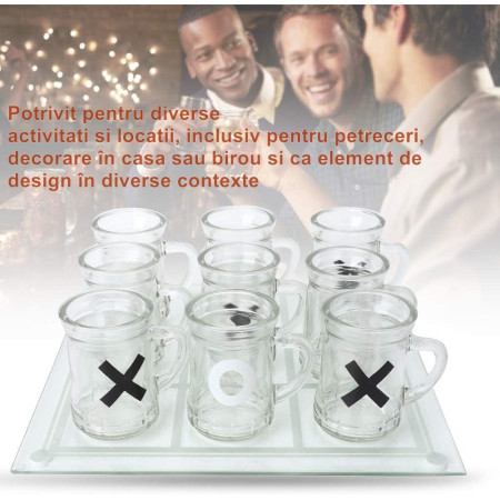 Joc X si O Cyrax, cu Mini Halbe din Sticla, 25 x 25 cm, pentru Petreceri, Decor, Cadouri, Transparent