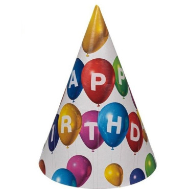 Set 6 Coifuri, Cyrax, Petrecere Copii, din Carton, 20 x 13.5 cm, Model 6 Happy Birthday, Multicolor