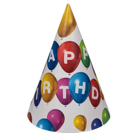 Set 6 Coifuri, Cyrax, Petrecere Copii, din Carton, 20 x 13.5 cm, Model 6 Happy Birthday, Multicolor