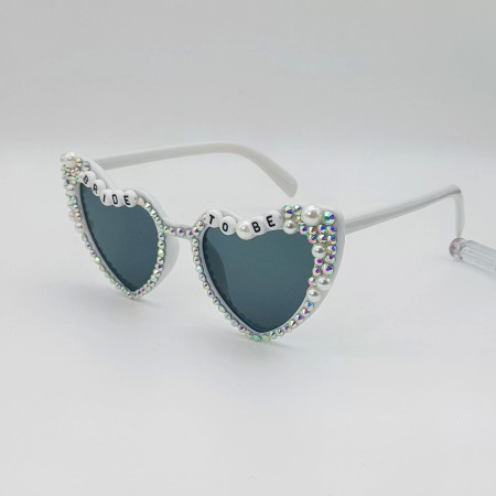 Ochelari Decorativi, Cyrax, Model Bride to Be, cu Perle si Diamante, pentru Nunta, din PC, 15.3 x 5.7 x 14.5 cm, Alb