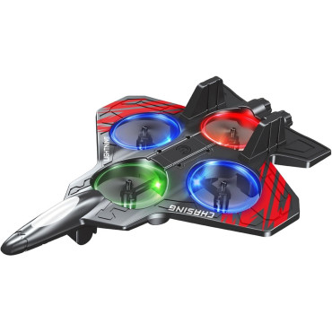 Jucarie Interactiva, Cyrax, Aeronava de Lupta, din EVA, cu Telecomanda, Incarcare USB, +14 Ani, 25.5 x 18 x 5.2 cm, Negru-Rosu