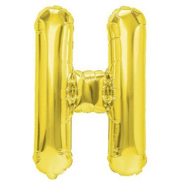 Balon Folie Metalizata Litera H, Cyrax, 40 cm, Umflati cu Heliu sau Aer, Ambalaj Individual, Pai inclus, Auriu