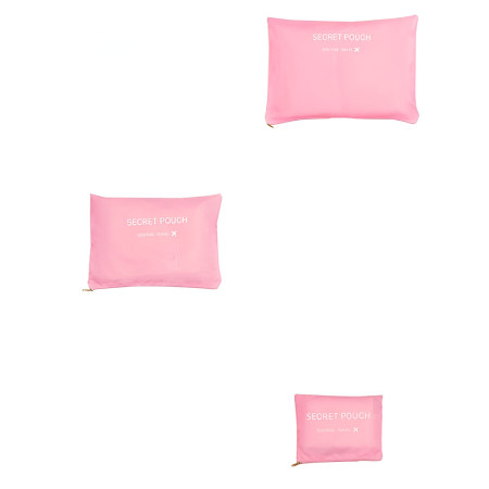 Set 6 Genți de Calatorie,  pentru Depozitare, Impermeabile, Organizator, Multifuncționale, Design cu Plasa, Pliabile, Fermoar, Dimensiuni Diferite, Roz