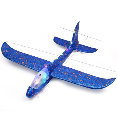 Pistol cu Lansator de Avion, Cyrax, din Polistiren+Plastic, +3 Ani, Avion 24 cm, Lansare 10 m, cu Lumini, Rosu/Albastru