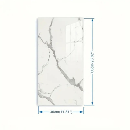 Set 10 Placi Tapet,  60 x 30 cm, Grosime 1.5 mm, din PVC, Model Imitatie de Marmura, Suprafata acoperita 1.8 mp, Gri Deschis