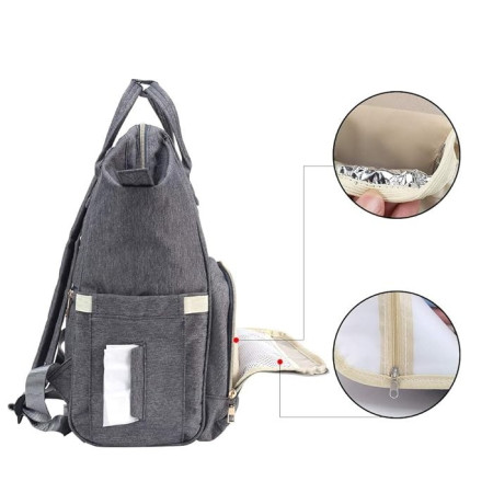 Rucsac Multifunctional pentru Mamici, Cyrax, din Panza Oxford, Compartimentare Multipla, Impermeabil, 43 x 18 x 26 cm, Gri Inchis