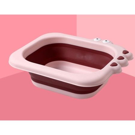 Lavoar Pliabil, Cyrax, pentru Copii, din PP/TPE, Portabil, Model Crocodil, 30x24.5x9 cm, Roz