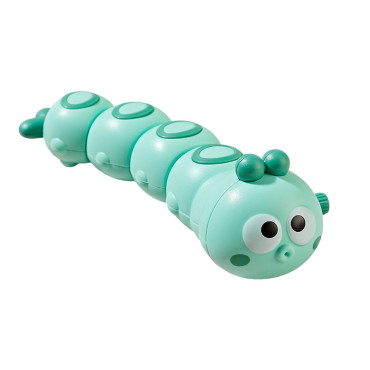 Jucarie mecanica pentru copii Cyrax, omida haioasa, cu cheita, distractiva, se taraste, se misca, 15 x 4 cm, verde