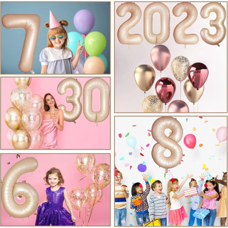 Balon din Folie Metalizata, Cyrax, Figurina Cifra, Model 2, Tema Aniversare 100 cm, Ambalaj Individual, Pai Inclus, Umflare cu Aer sau Heliu, Crem