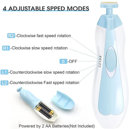 Set Pila Electrica pentru Copii si Bebelusi, Cyrax, ABS, 6 Accesorii, cu Lumina LED, Albastru Alb