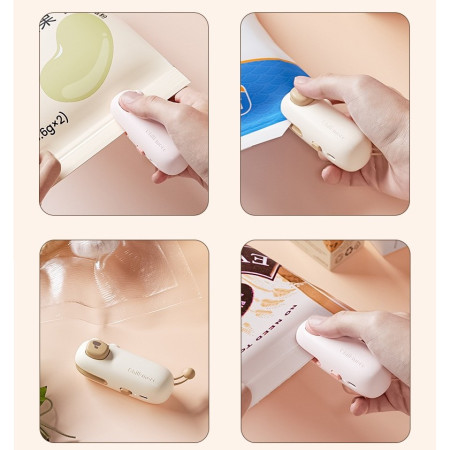 Aparat de Sigilat Ambalaje, Cyrax, Incarcare USB Tip C, 400 mAh, 10.2 x 3.7 x 4.3 cm, Model Ursulet, Maro