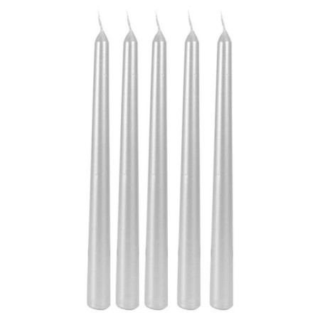 Lumanare Decorativa,  pentru Masa, 25 cm, din Parafina, fara Fum, Ardere 7.5h, Argintiu