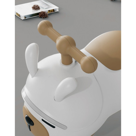 Masinuta Ride-On Cyrax, Sistem Anti-Rasturnare, Sistem de Lumini si Sunet, Bluetooth, 1-3 Ani, Model Catel, 43 x 33 x 26 cm, Alb - Maro