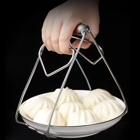 Clema pentru Boluri, Cyrax, Anti-Alunecare, din Otel Inoxidabil, Extindere, pentru Oale, Tigai, de Uz Casnic, Rezistent la Temperaturi Inalte, 19.5x9.8x8 cm, Gri