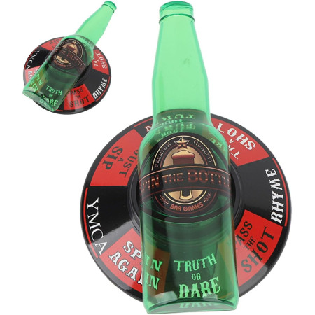 Joc de baut Spin the Bottle Cyrax, invarte sticla si accepta provocarea, 2-6 jucatori, material ABS, 18 x 12 cm, multicolor