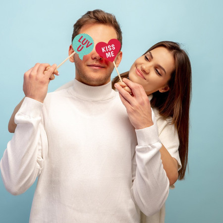 Set 12 Accesorii pentru Petrecere, Cyrax, Props pentru Photo Corner, Tematica Iubire, Multicolor