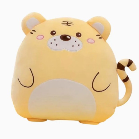 Patura 2in1 pentru Pat sau Canapea,  Model Jucarie Tigru cu Spatiu de Depozitare Patura, Microfibra, 1x1.7 m, Portocaliu