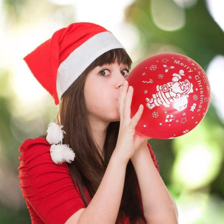 Set 16 Baloane din Latex, Cyrax, Model Merry Christmas, Tematica Craciun, 25 cm, Verde Rosu