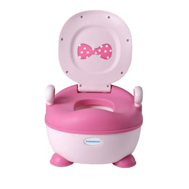 Olita pentru Copii, Cyrax, +1an, Portabila, Design cu Fundita, cu Capac, Model Prietenos, Non-Toxic, Compartiment Detasabil, cu Manere, cu 4 Picioare, Usor de Curatat, 46*33*32 cm, Roz