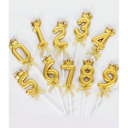 Lumanare pentru Tort Cifra 1, Model Coroana, Gold, Cyrax, Party