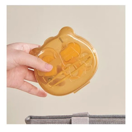 Set Ingrijire Unghii pentru Bebelusi, Cyrax, Cutie de Depozitare in Forma de Ursulet, 10 x 9.5 cm, Galben