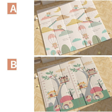 Covoras pentru Copii, Cyrax, cu 2 Fete, Model Ursulet/Catelusi, din XPE+PE, Impermeabil, Antiderapant, Protectie Termica, +3 Luni, Pliabil, 180 x 200 x 1.5 cm, Multicolor