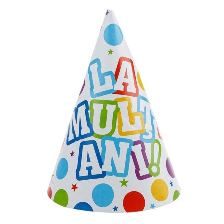 Set 6 Coifuri, Cyrax, Petrecere Copii, din Carton, 20 x 13.5 cm, Model 4 La Multi Ani, Multicolor