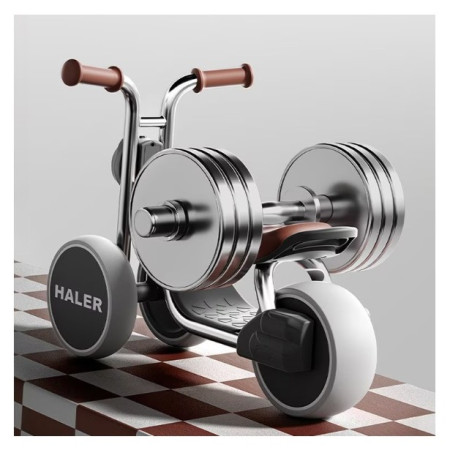 Tricicleta pentru Copii, Cyrax, Exercitiu de Echilibru, pentru 1-6 Ani, Lumina LED, Fara Pedale, din Plastic, Roti 7.8 cm, Greutate Portanta 50 kg, 43 x 58 x 35 cm, Gri