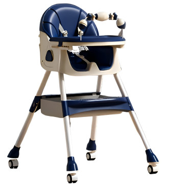 Scaun de Masa pe Roti pentru Copii, Cyrax, 2 Tavite si Husa Detasabile, Multifuncțional, Stabil, Centura de Siguranta, Spatar Reglabil Moale, Balansoar, Cos de Depozitare, de la 6 Luni, Albastru