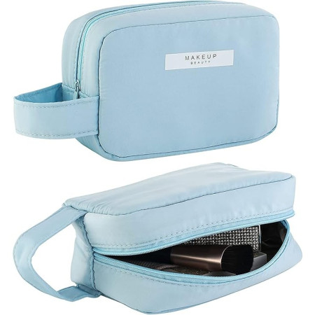 Portfard, Cyrax, cu Maner, Material Impermeabil, pentru Cosmetice, 16 x 11 x 7 cm, Albastru