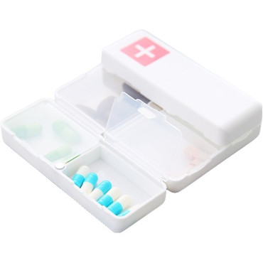 Cutie depozitare medicamente, 7 compartimente sigilate individual, pliabila, portabila,  Alb/Rosu