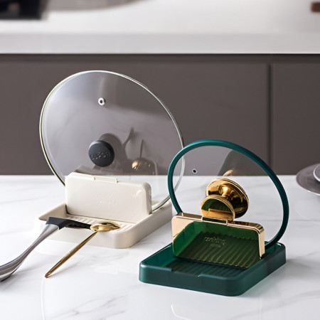 Suport Pliabil, Cyrax, pentru Capace, Linguri, Multifunctional, Plasare pe Blatul de Bucatarie, 18.9x16.2x2.6 cm, Verde