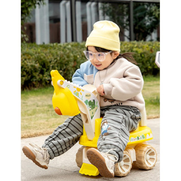 Excavator pentru Copii, Cyrax, 1-3 Ani, Greutate Portanta 30 kg, Muzica si Lumini, Rotatie 360 Grade, 45 x 31 x 35 cm, 4 Roti, Galben