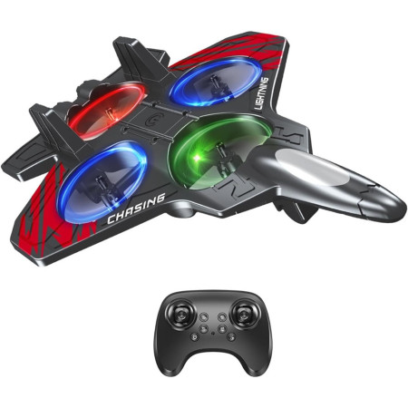 Jucarie Interactiva, Cyrax, Aeronava de Lupta, din EVA, cu Telecomanda, Incarcare USB, +14 Ani, 25.5 x 18 x 5.2 cm, Negru-Rosu