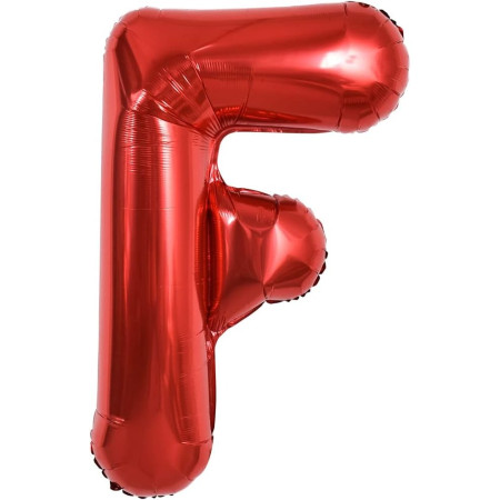 Balon Folie Metalizata Litera F, Cyrax, 40 cm, Umflati cu Heliu sau Aer, Ambalaj Individual, Pai inclus, Rosu